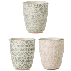 Bloomingville Cécile Becher, Rose, Steingut 3er-Set