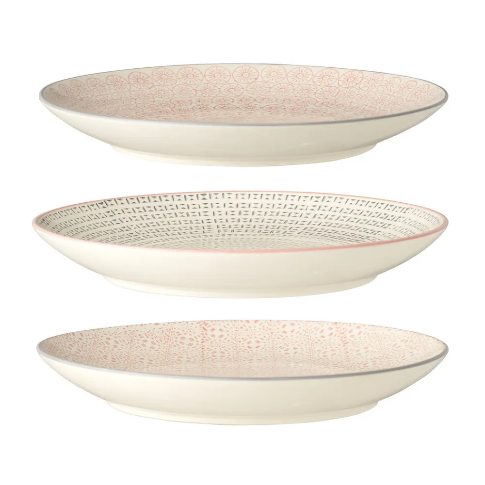 Bloomingville Cécile Teller, Rose, Steingut 3er-Set