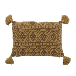 Bloomingville Kissen Lyla Braun, Recycelte Baumwolle