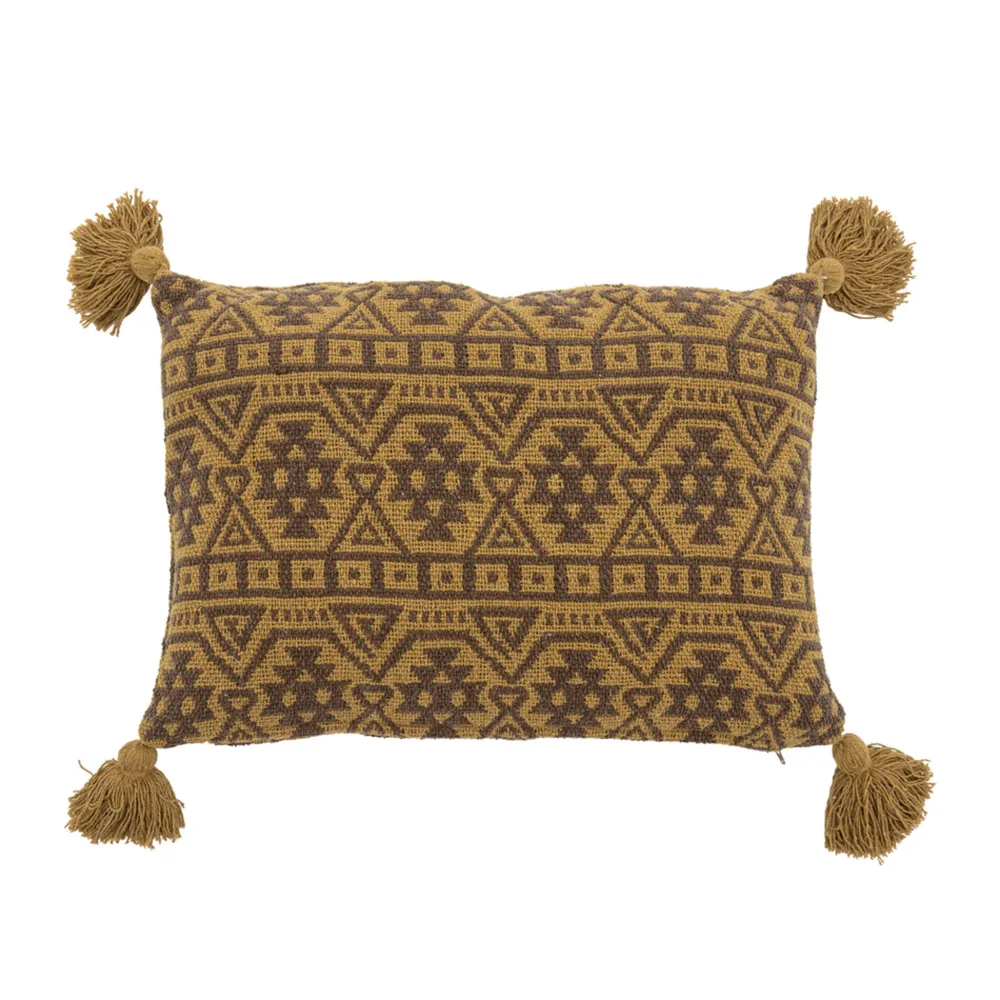 Bloomingville Kissen Lyla Braun, Recycelte Baumwolle