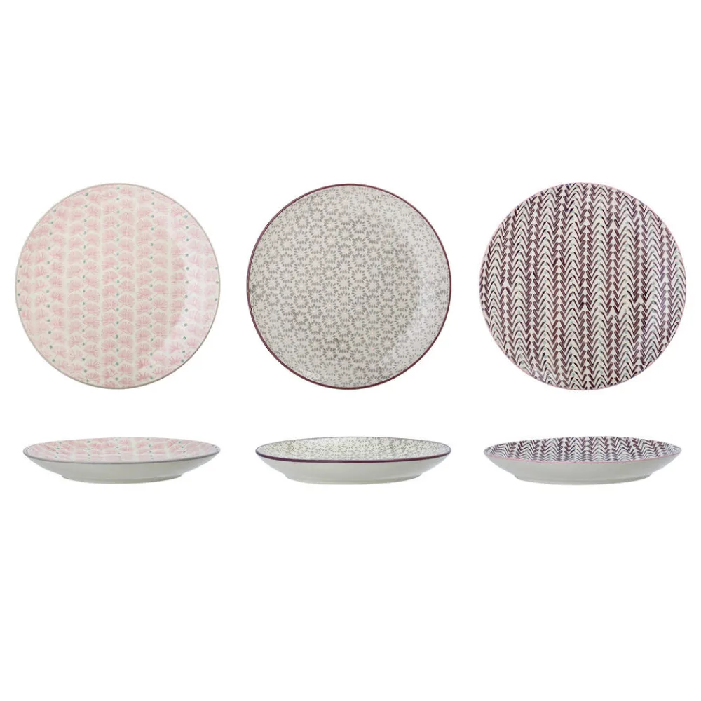 Bloomingville Maya Teller, Violett, Steingut 3er-Set