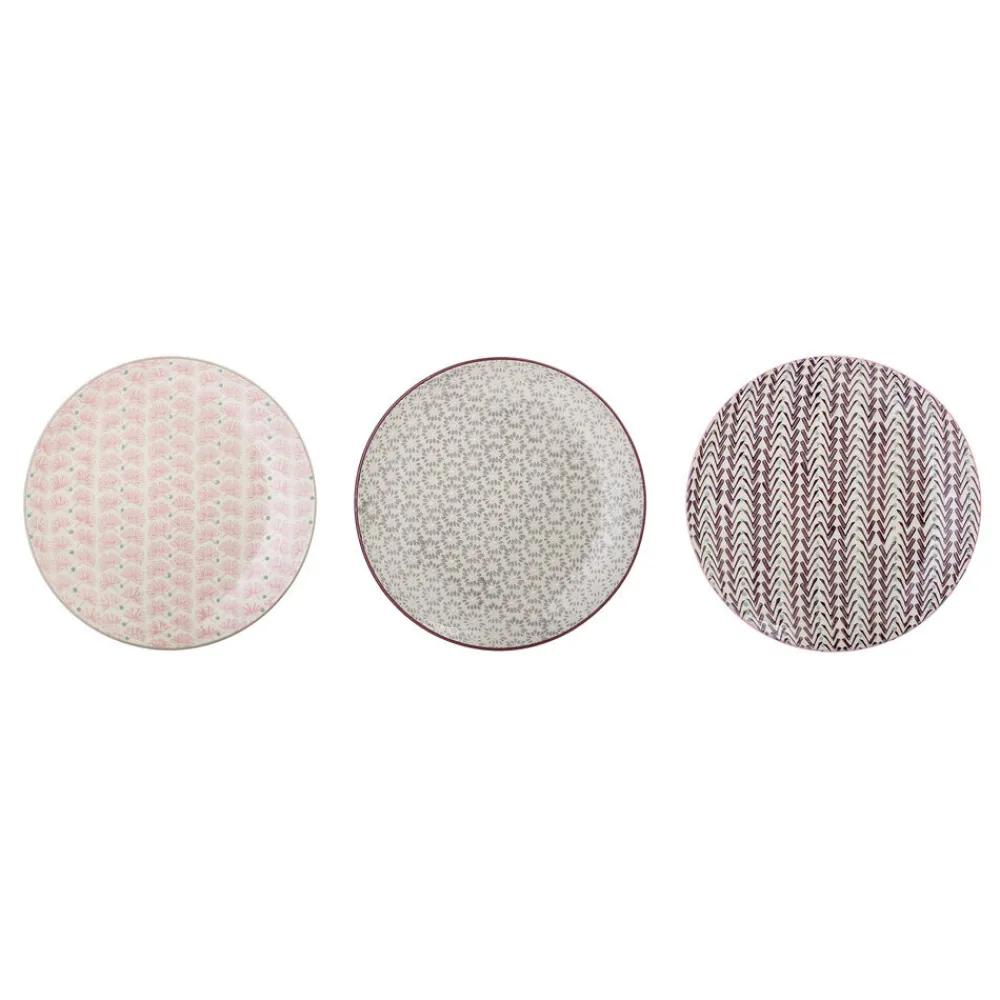 Bloomingville Maya Teller, Violett, Steingut 3er-Set