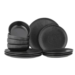 Bloomingville Neri Geschirrset, Schwarz, Steingut