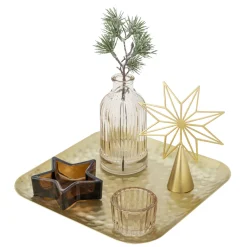 Bloomingville Sanga Tablett mit Teelichthaltern, Weihnachten, quadratisch