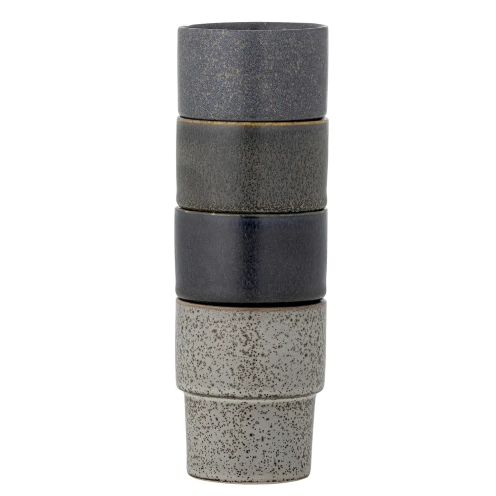 Bloomingville Stapelbarer Steingut Becher Ewan 4er-Set