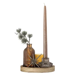 Bloomingville Weihnachtliches Sanga Tablett mit Teelichthaltern, rund