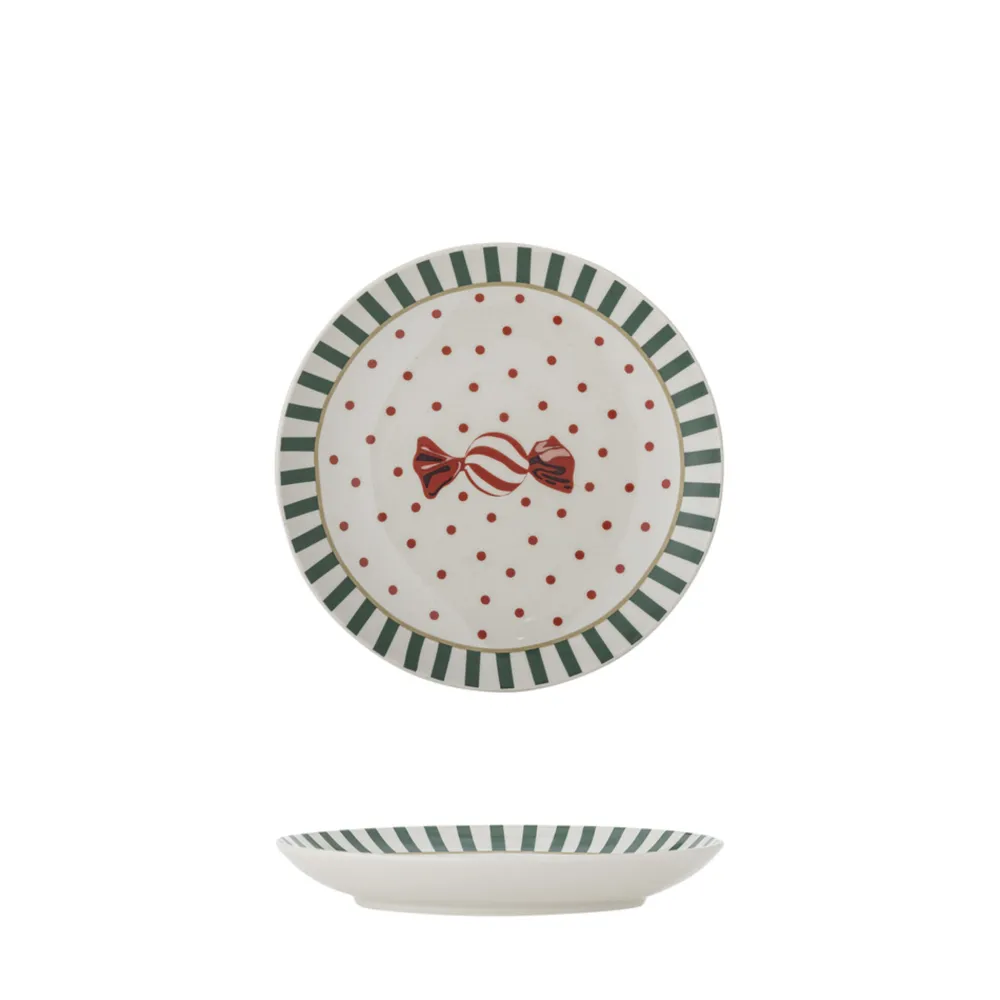 Bloomingville Yule Teller grün aus Steingut