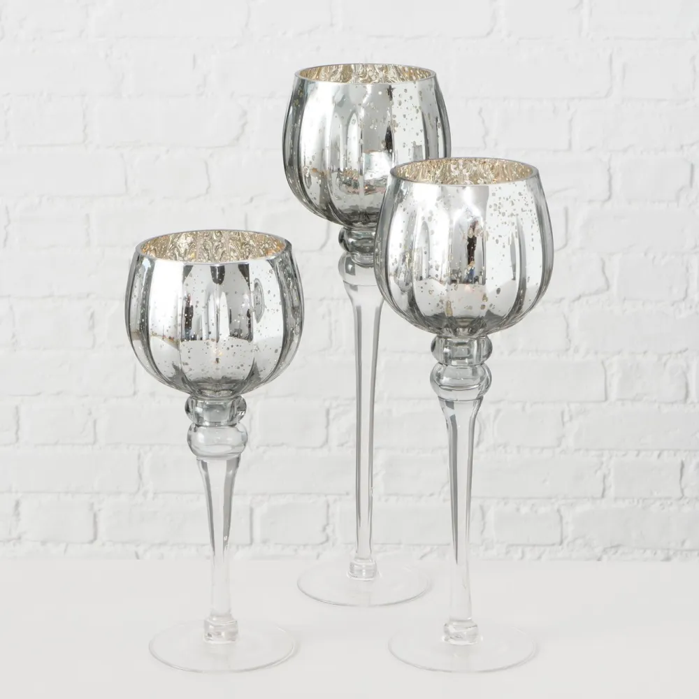 Boltze 3er Set Windlicht Manou silber