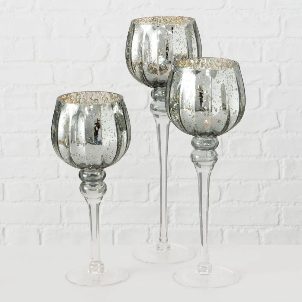 Boltze 3er Set Windlicht Manou silber