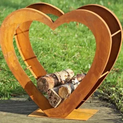 Boltze Kaminholzregal Tobias in Herzform, Edelrost