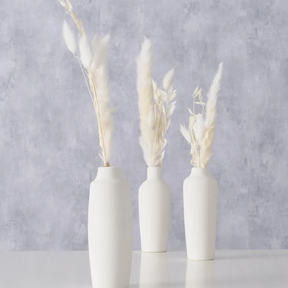 Boltze Vase Bianca mit Samtgras 3er