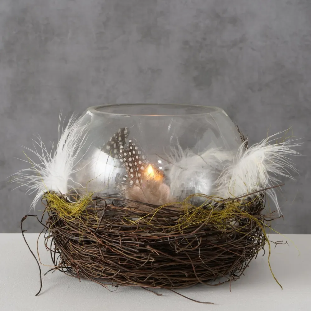 Boltze Windlicht Emil mit Federn