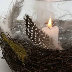 Boltze Windlicht Emil mit Federn