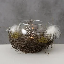 Boltze Windlicht Emil mit Federn