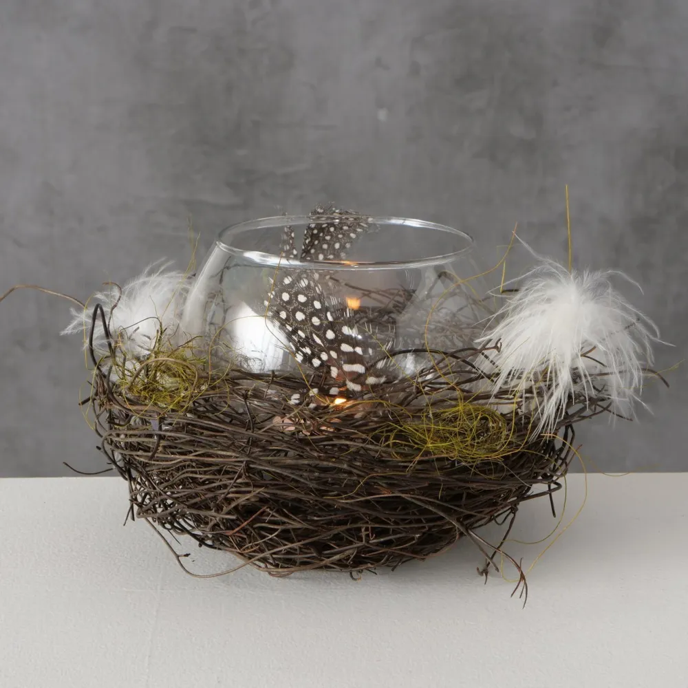 Boltze Windlicht Emil mit Federn