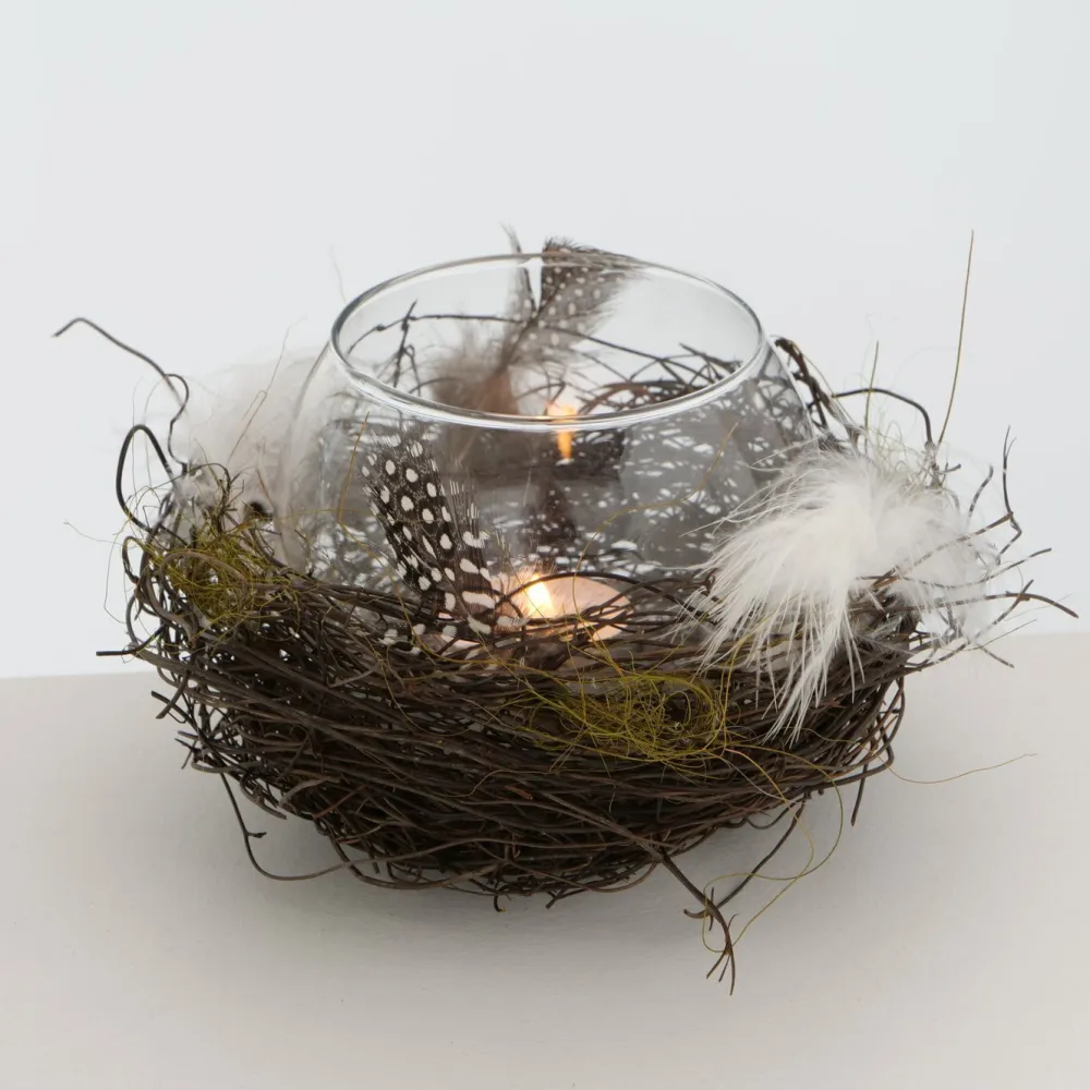 Boltze Windlicht Emil mit Federn