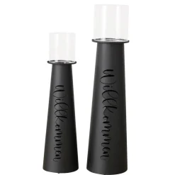 Boltze Windlicht Willkommen aus Eisen, 2er Set