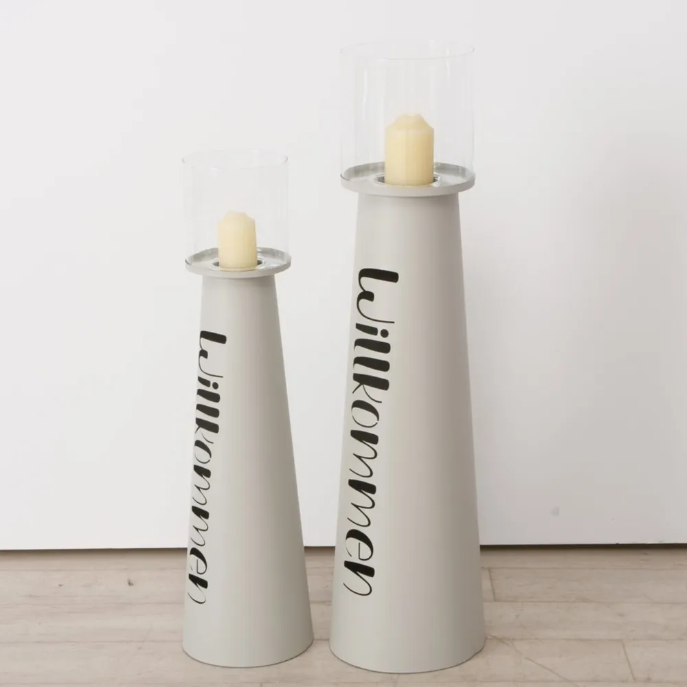 Boltze Windlicht Willkommen aus Eisen, 2er Set