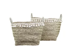 Chic Antique 2 Körbe mit Fransen eckig