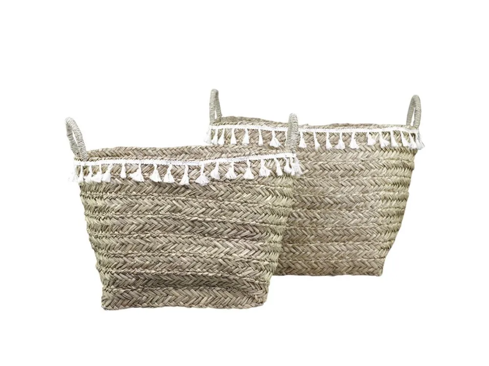 Chic Antique 2 Körbe mit Fransen eckig
