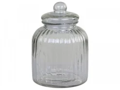 Chic Antique Aufbewahrungsglas mit Rillen und Glasdeckel