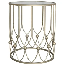 Chic Antique Beistelltisch mit Runder Glasplatte