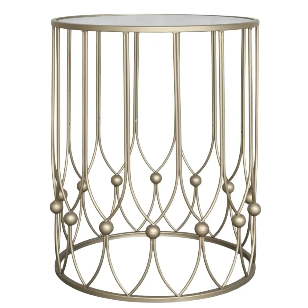 Chic Antique Beistelltisch mit Runder Glasplatte