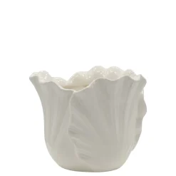 Chic Antique Fayence Blumentopf mit Blätter