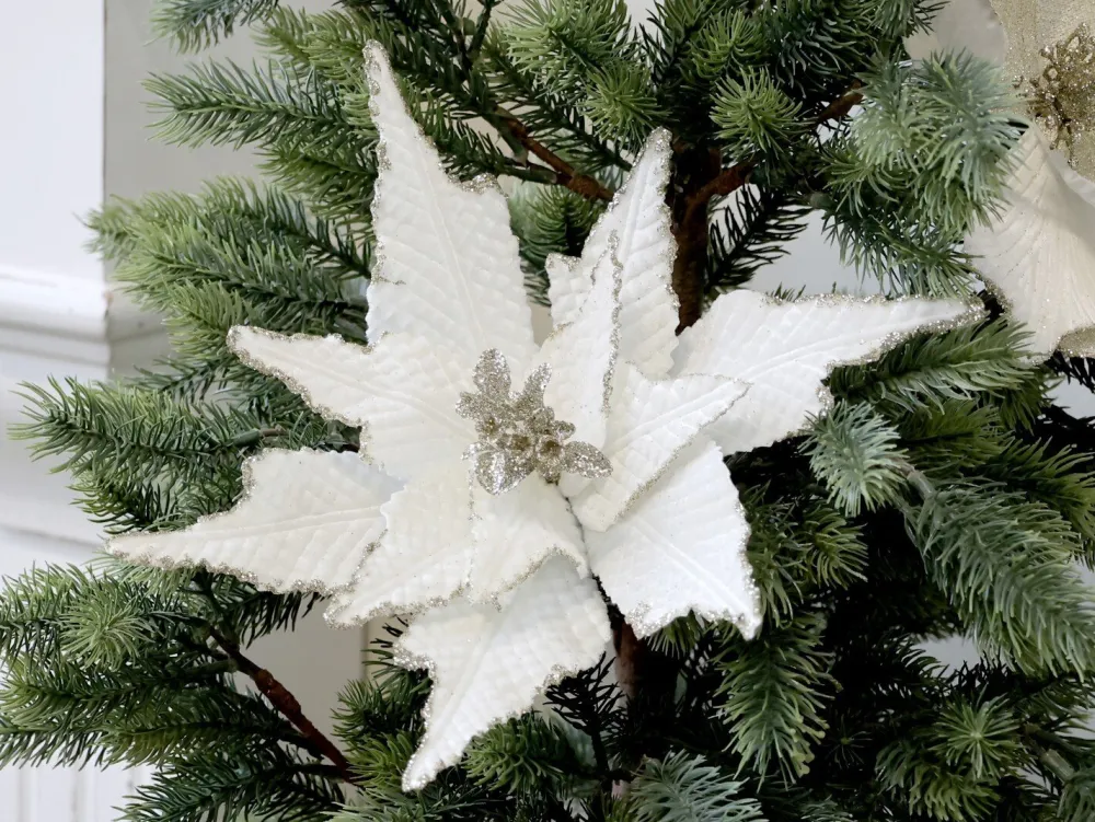 Chic Antique Fleur Blume mit Clips, Tannenbaumschmuck