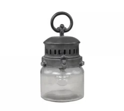 Chic Antique Französische Stalllaterne inkl. Birne und Timer