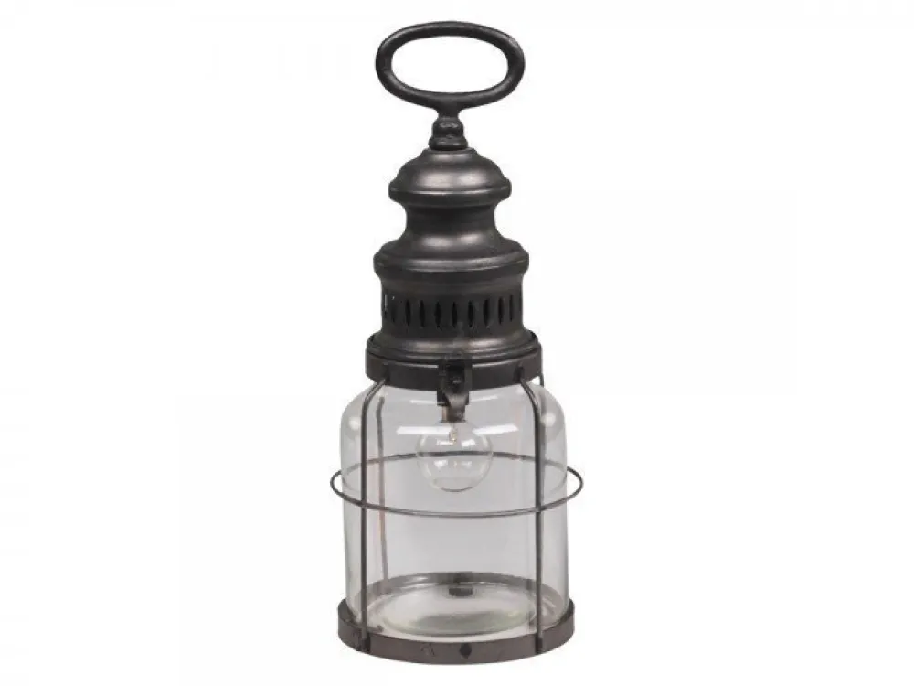 Chic Antique Französische Stalllaterne mit Timer inklusive Glühbirne