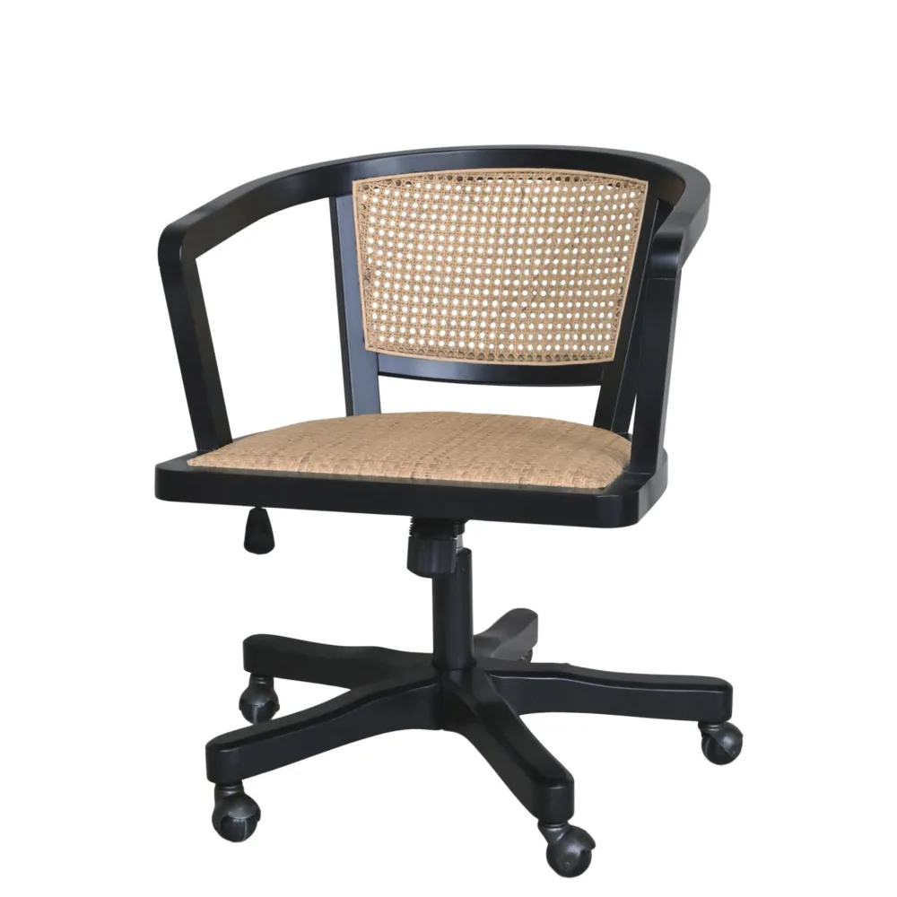 Chic Antique Französischer Bürostuhl mit Geflechtsitz