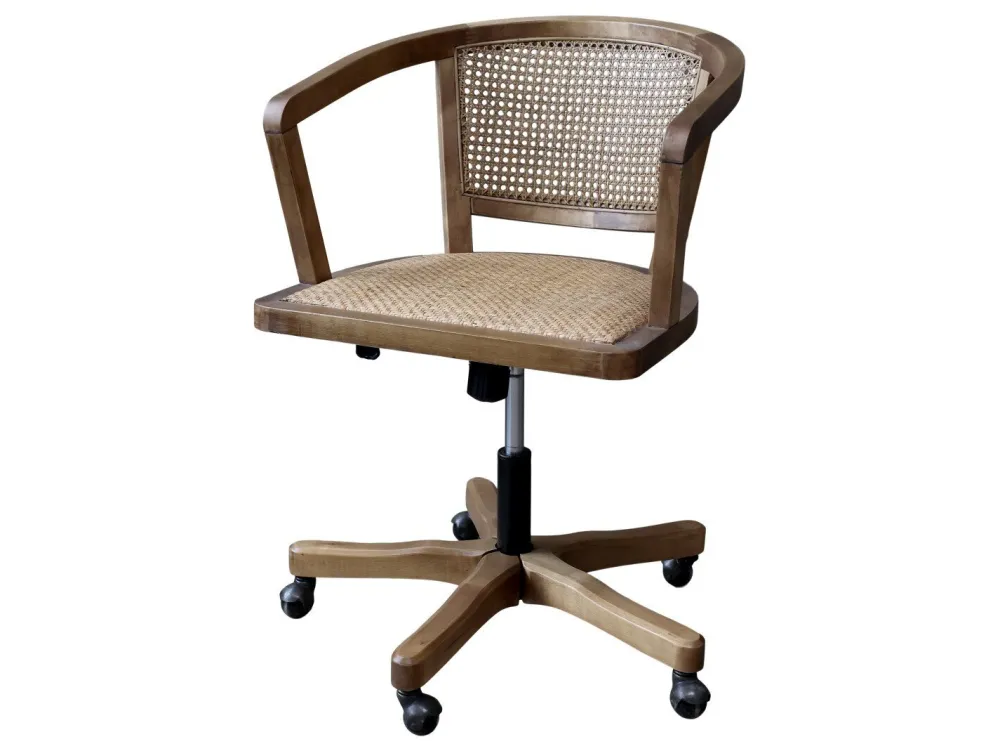 Chic Antique Französischer Bürostuhl mit Geflechtsitz