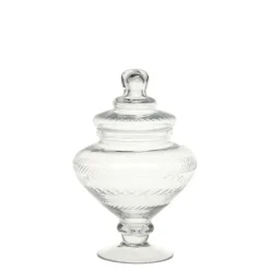 Chic Antique Glasgefäß mit Deckel auf Fuß