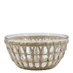 Chic Antique Glasschüssel mit Flechtkorb