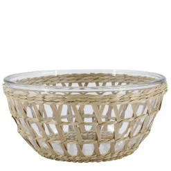 Chic Antique Glasschüssel mit Flechtkorb