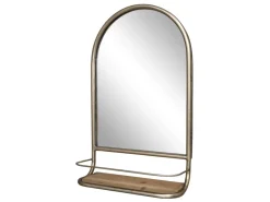 Chic Antique Halbrunder Spiegel mit Holz-Regal