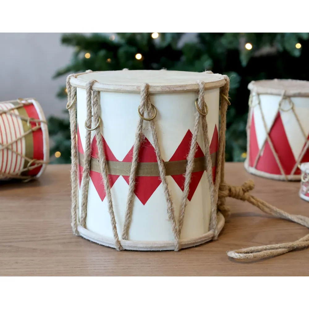 Chic Antique Handgemachte Vintage Trommel mit Leder