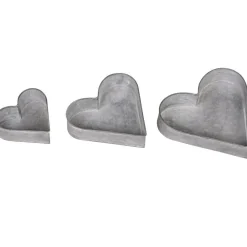 Chic Antique Herz Tablett 3er Set Zink-Look