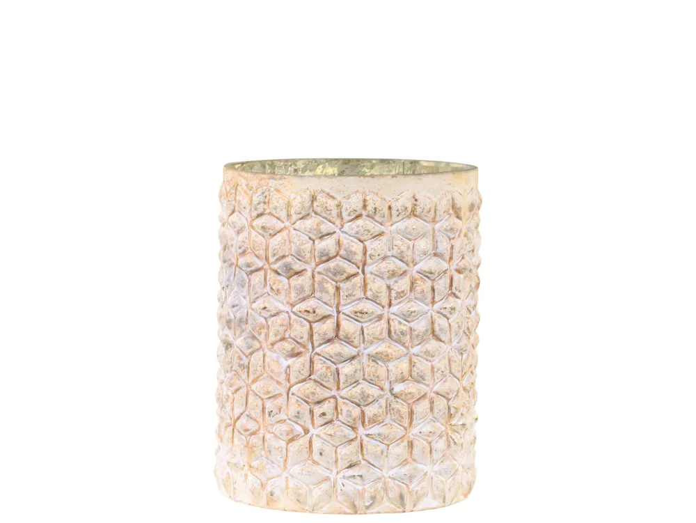 Chic Antique Hurricane Windlicht Gold mit Muster