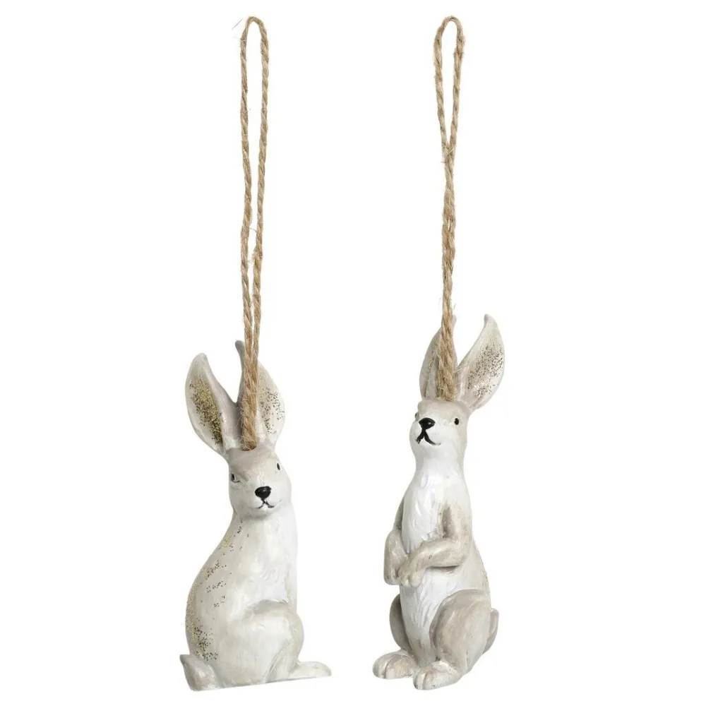 Chic Antique Kaninchen mit Blumen zum Aufhängen
