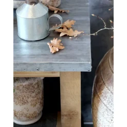 Chic Antique Kücheninsel auf Rädern mit Zinktop und Regalen