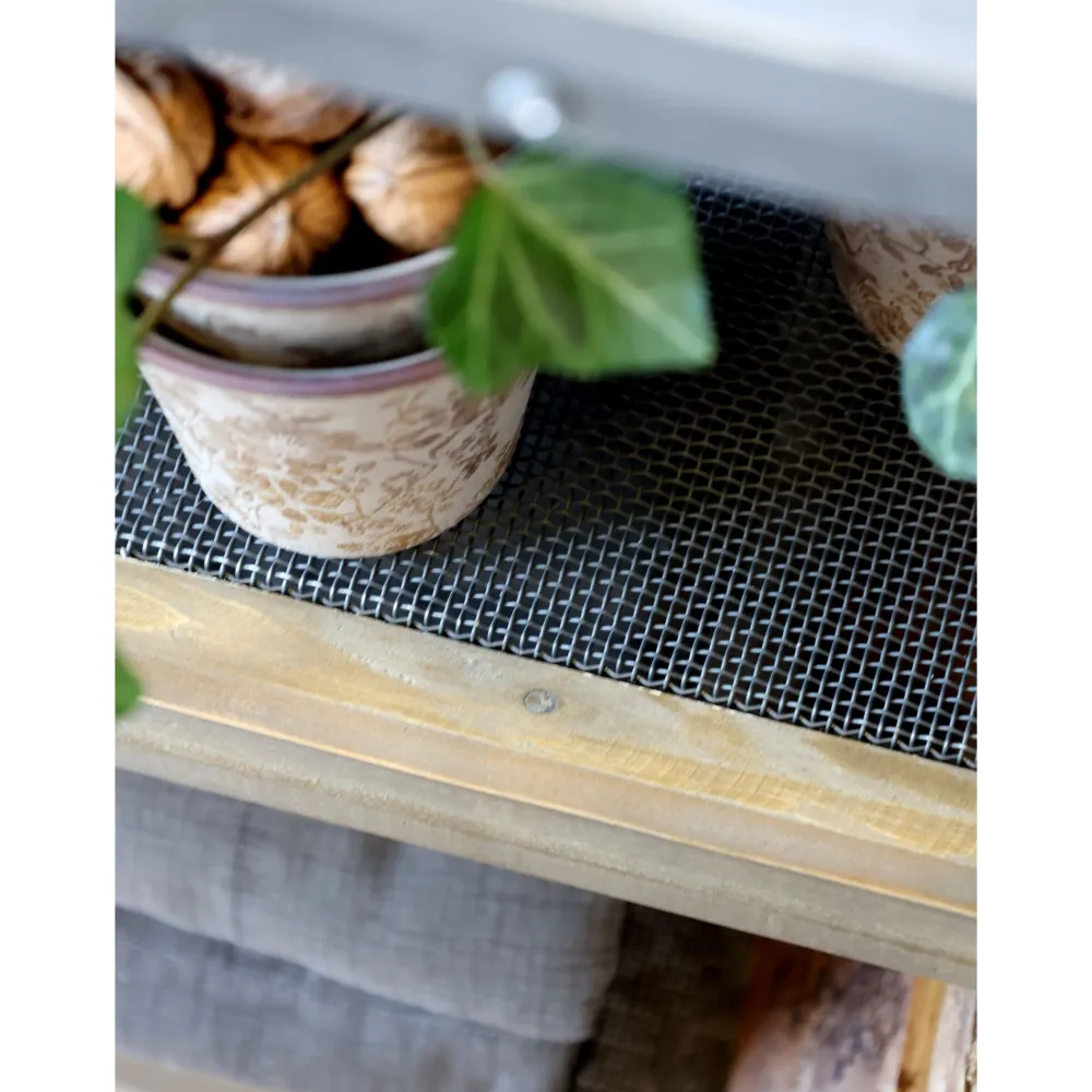 Chic Antique Kücheninsel auf Rädern mit Zinktop und Regalen