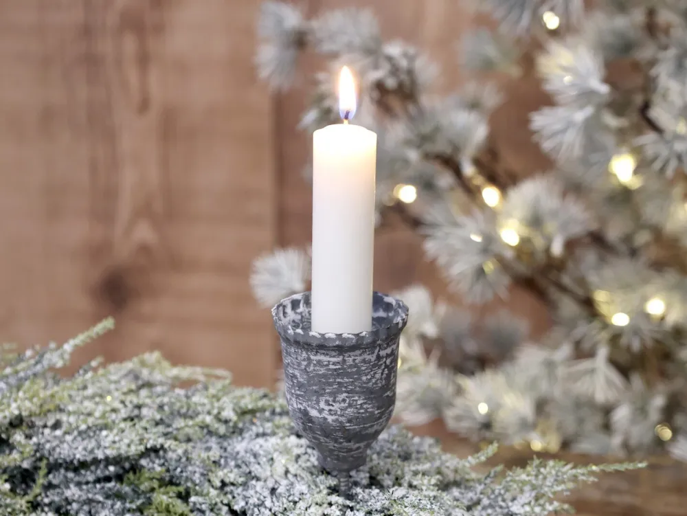 Chic Antique Kerzenhalter mit Spieß zink