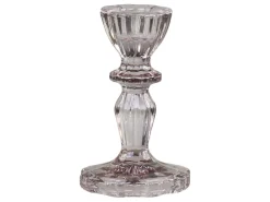 Chic Antique Kerzenständer aus Glas mit Spitzenkante