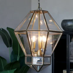 Chic Antique Kronleuchter Antik Messing mit Glas