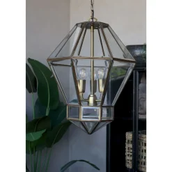 Chic Antique Kronleuchter Antik Messing mit Glas