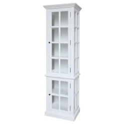 Chic Antique Landhaus Vitrinenschrank Marseille mit 2 Türen und Regalen