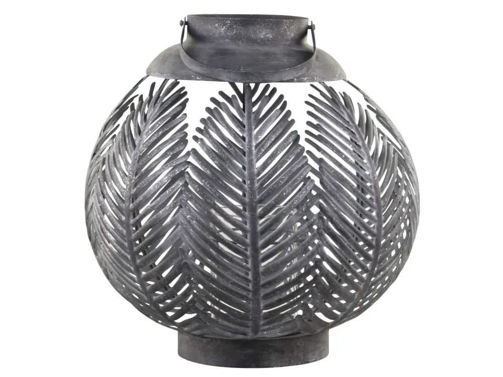 Chic Antique Laterne aus Eisen mit Blattdekor