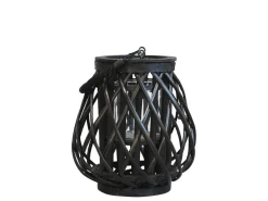 Chic Antique Laterne geflochten schwarz